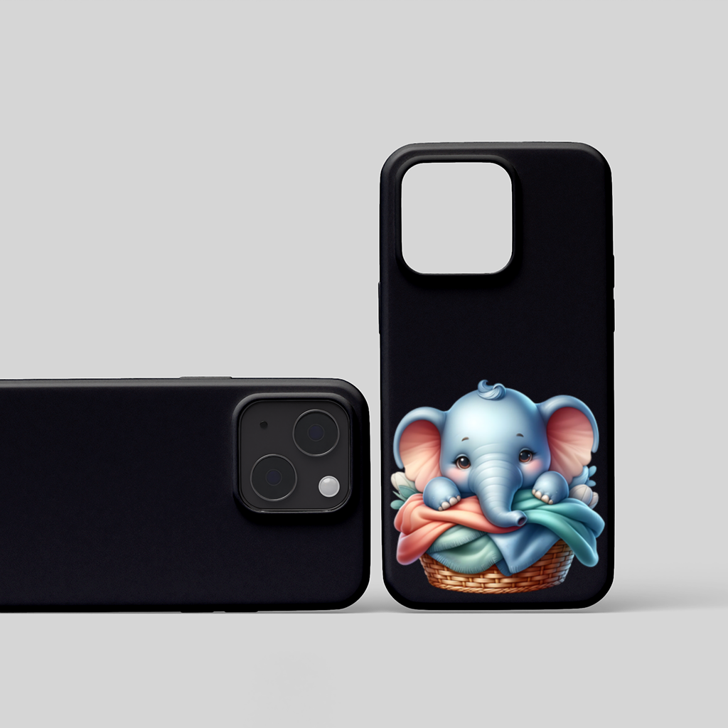 Cute Baby Elephant in Basket iPhone 15 and Plus Case