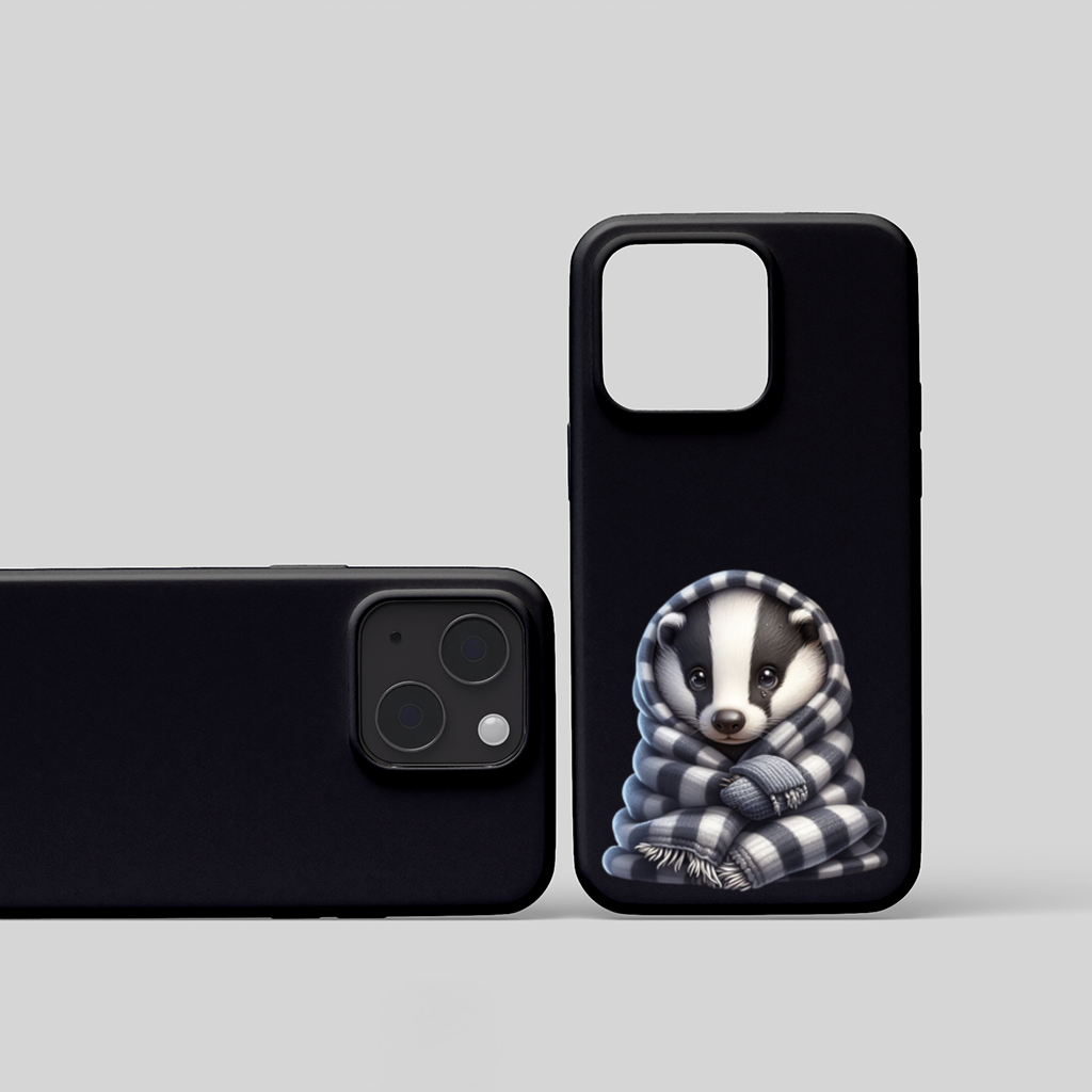 Cozy Baby Badger Wrapped in Blanket iPhone 15 and Plus Case