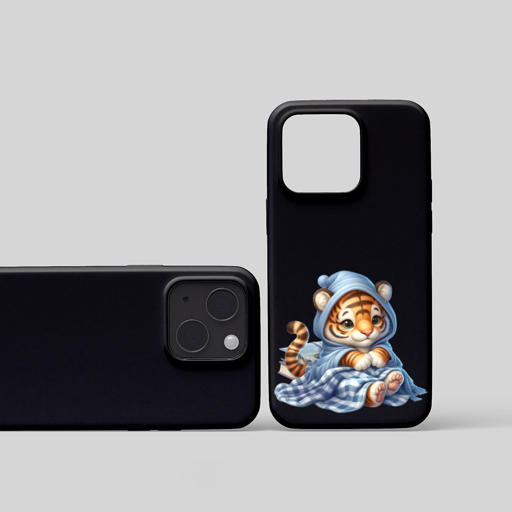 Sleepy Baby Tiger Cub on Books iPhone 15 and Plus Case