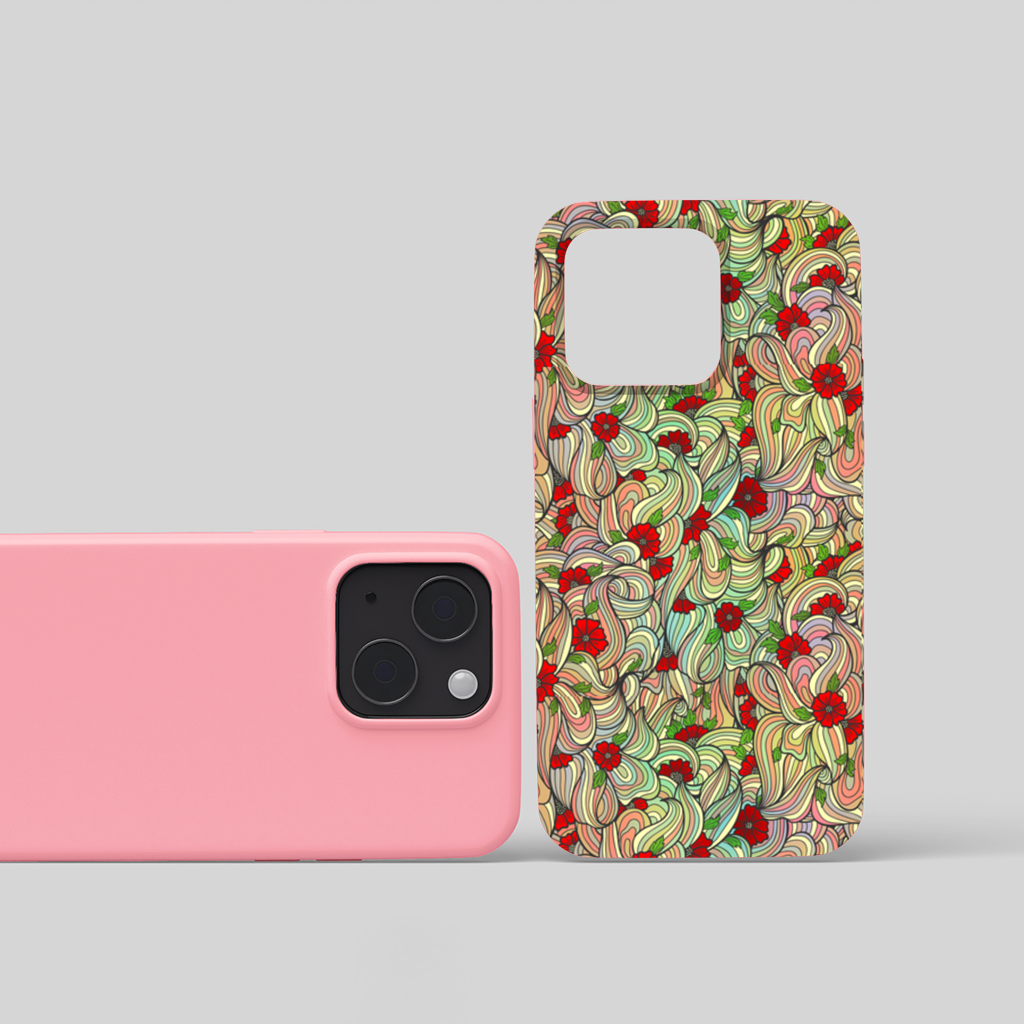 Floral Retro Wavy Pattern iPhone 15 and Plus Case