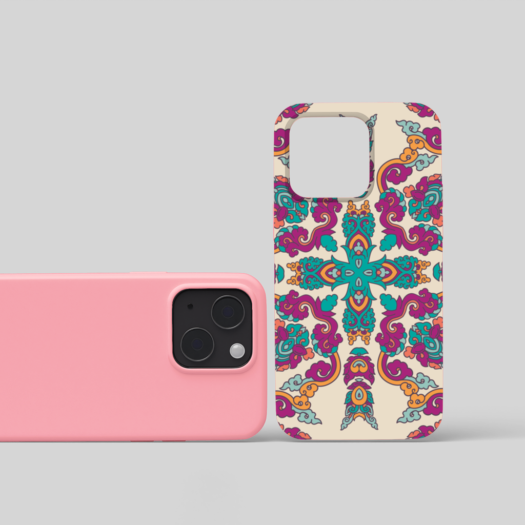 Colorful Oriental Symmetrical Mandala Pattern iPhone 15 and Plus Case