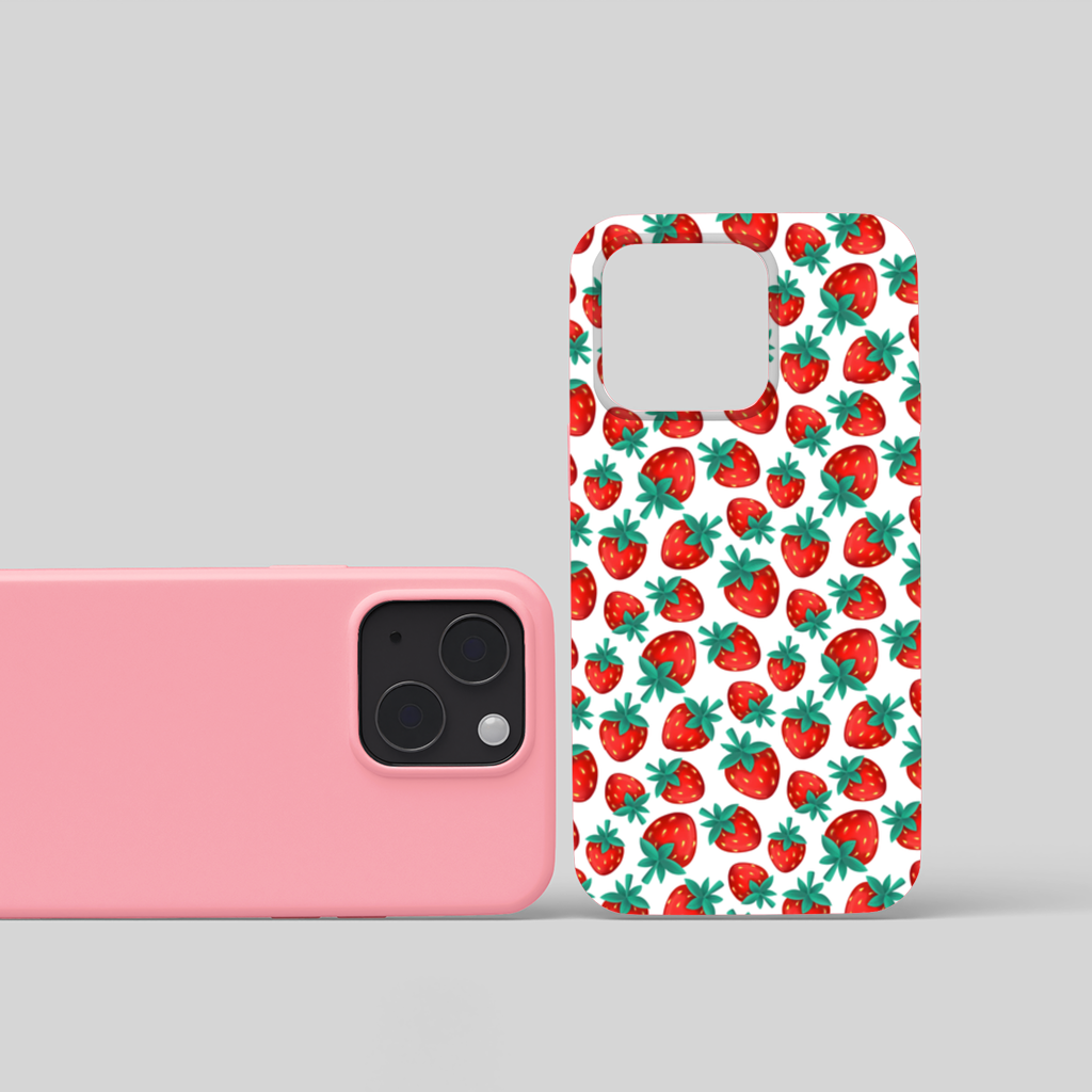 Vibrant Red Strawberry Summer Pattern iPhone 15 and Plus Case