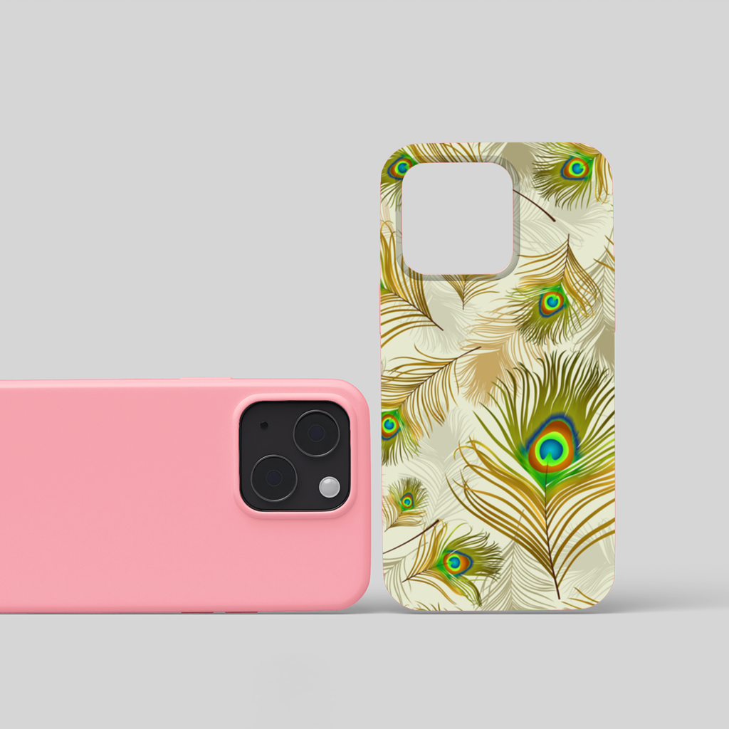 Elegant Peacock Feathers and Exotic Nature Seamless Pattern iPhone 15 and Plus Case