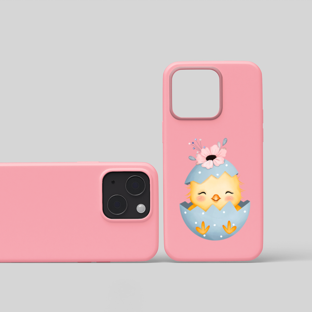 Cute Chick in Egg with Floral Hat iPhone 15 and Plus Case