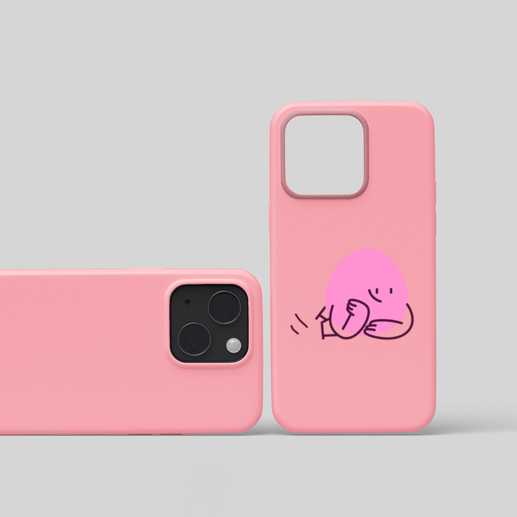 Cute Pink Lying Character Illustration iPhone 15 and Plus Case