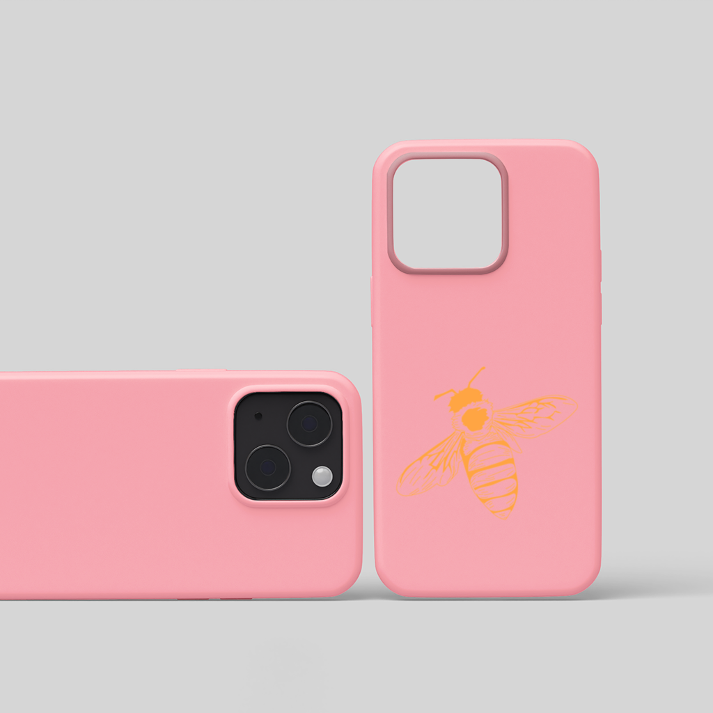 Minimal Orange Bee Illustration iPhone 15 and Plus Case