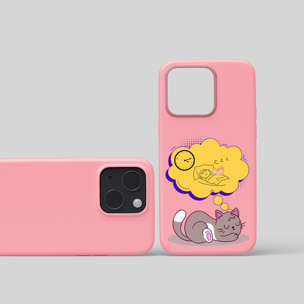 Cat Planning a 4 AM Zoomies Illustration iPhone 15 and Plus Case