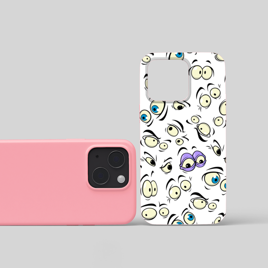 Funny Cartoon Eyes Pattern iPhone 15 and Plus Case