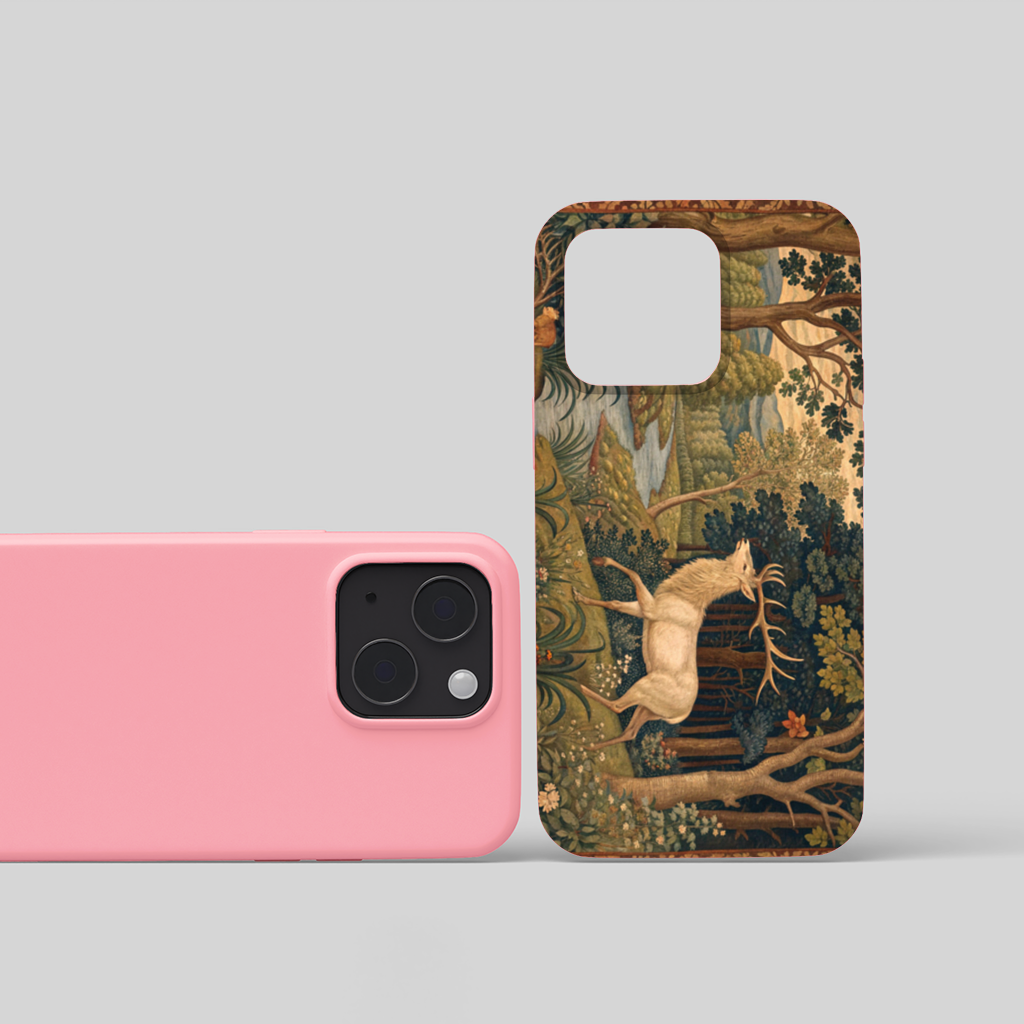 Noble Deer in Forest Landscape Classic Art Illustration iPhone 15 and Plus Case