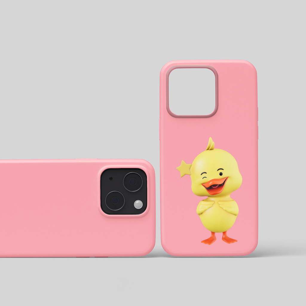 Cheerful Winking Yellow Duck with Star iPhone 15 and Plus Case
