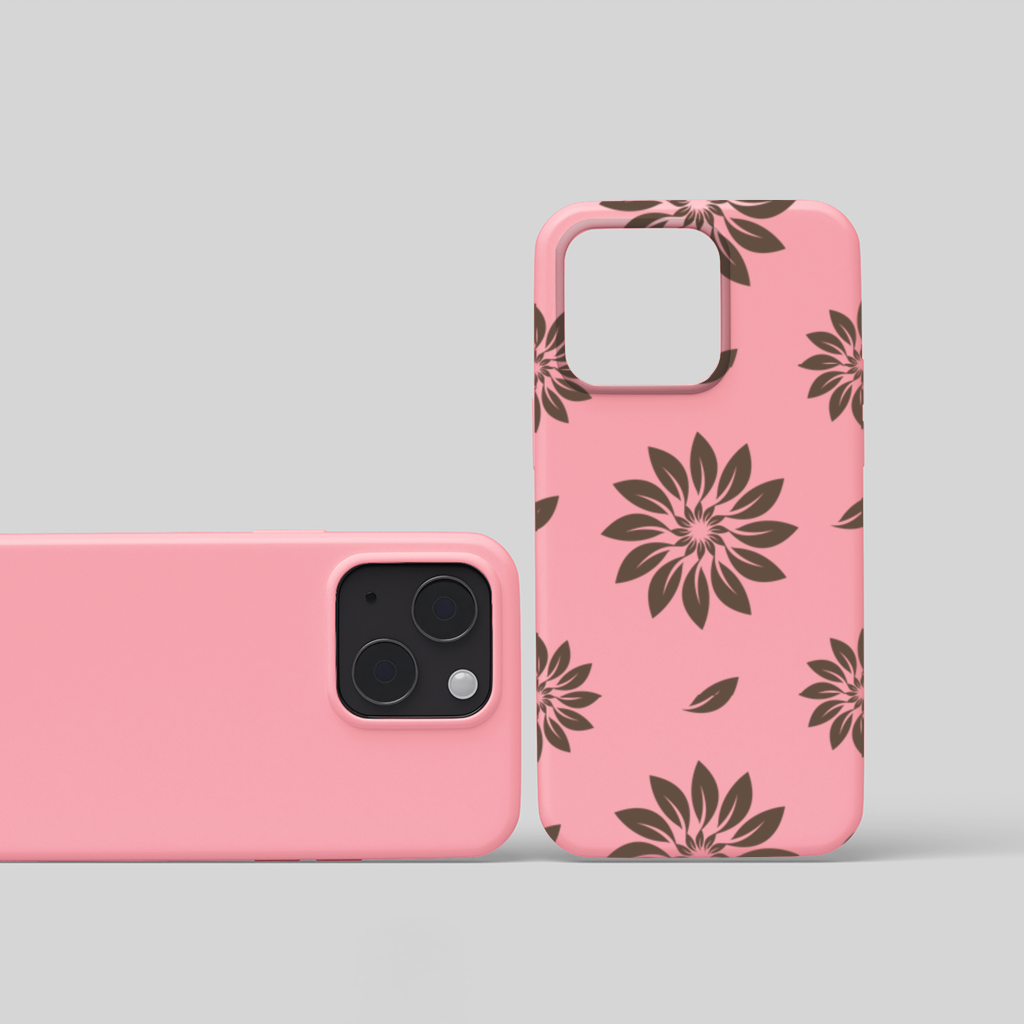 Minimalist Modern Brown Floral Pattern iPhone 15 and Plus Case