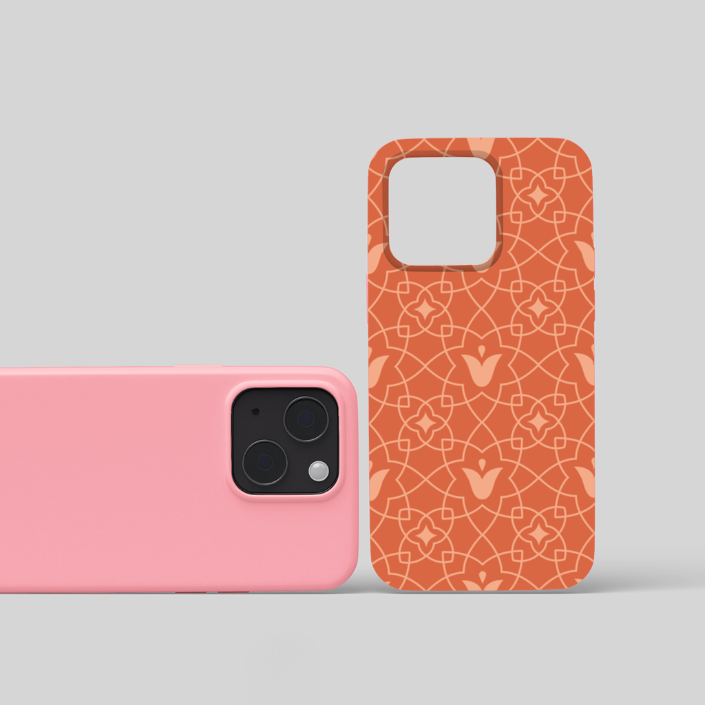 Modern Geometric Linear Terracotta Pattern iPhone 15 and Plus Case