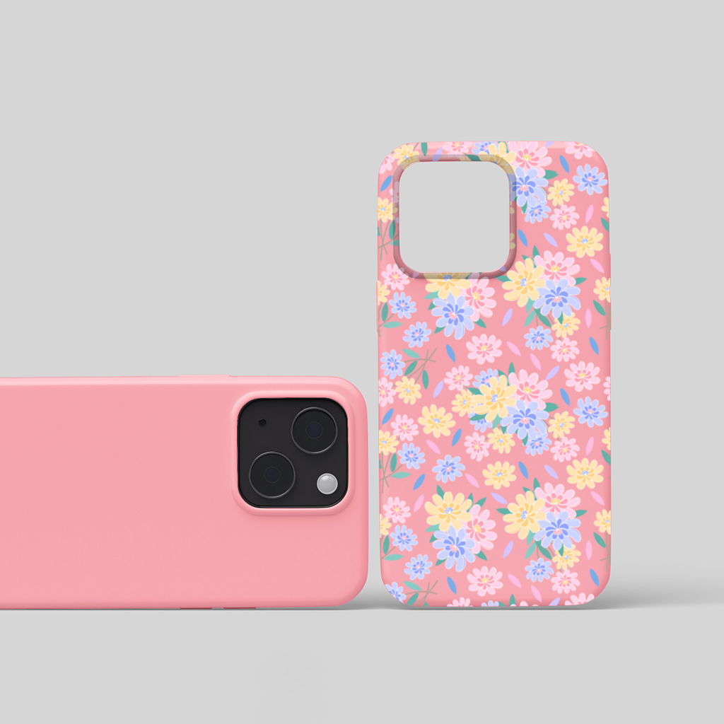 Colorful Pastel Spring Floral Pattern iPhone 15 and Plus Case