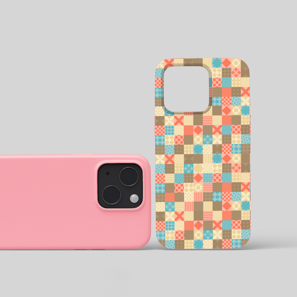 Colorful Modern Geometric Square Pattern iPhone 15 and Plus Case