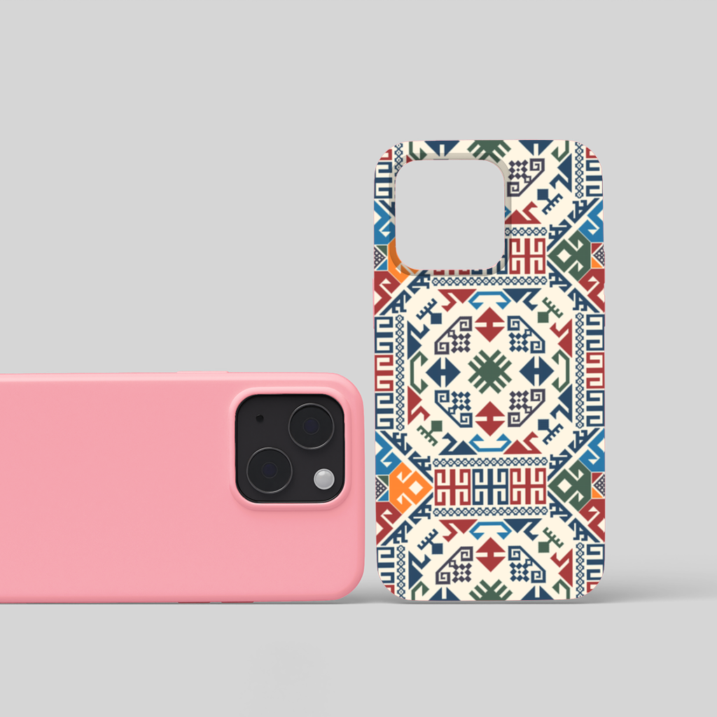 Multicolor Ethnic Geometric Motif iPhone 15 and Plus Case
