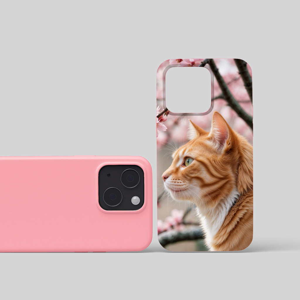 Adorable Ginger Cat Portrait Among Spring Flowers iPhone 15 and Plus Case