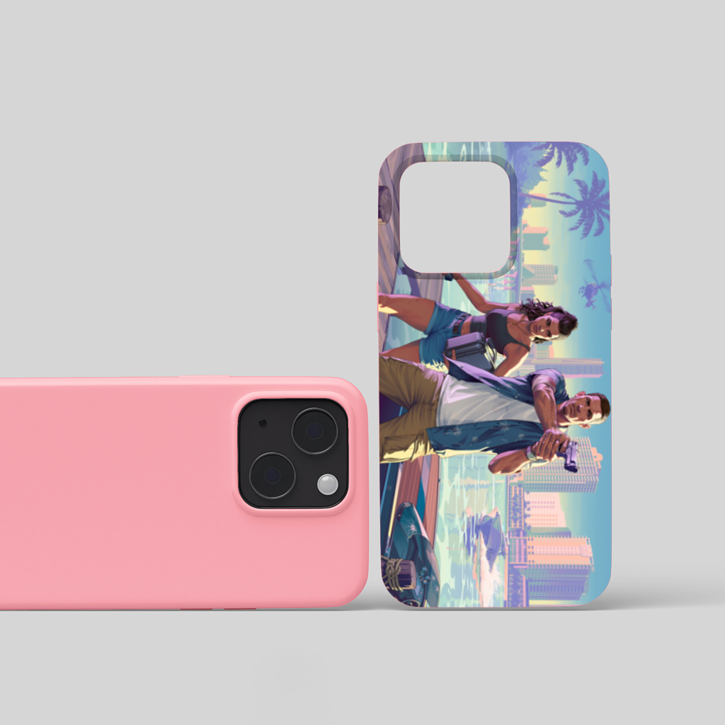 Vice City Showdown  Tropical Heist Duo iPhone 15 and Plus Case