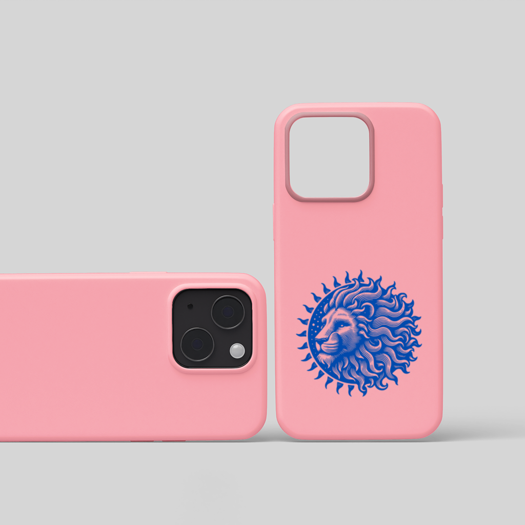 Leo Zodiac Sun and Moon Blue Motif iPhone 15 and Plus Case