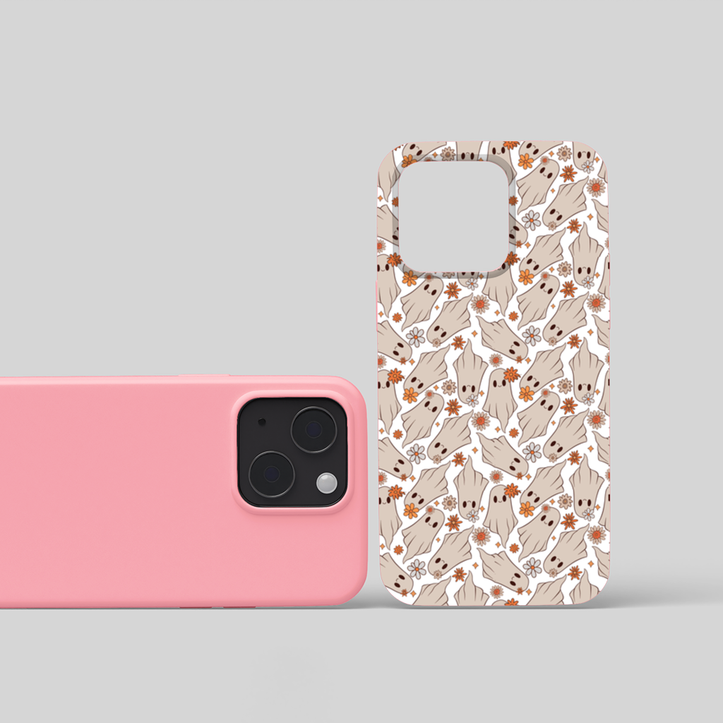 Retro Floral Cute Ghost Seamless Pattern iPhone 15 and Plus Case