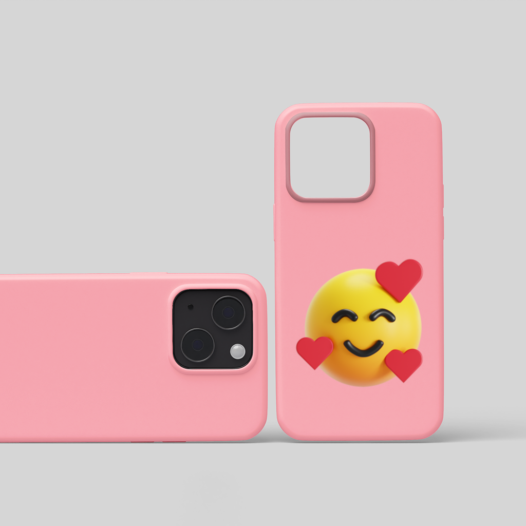 3D Hearts Smiling Emoji iPhone 15 and Plus Case
