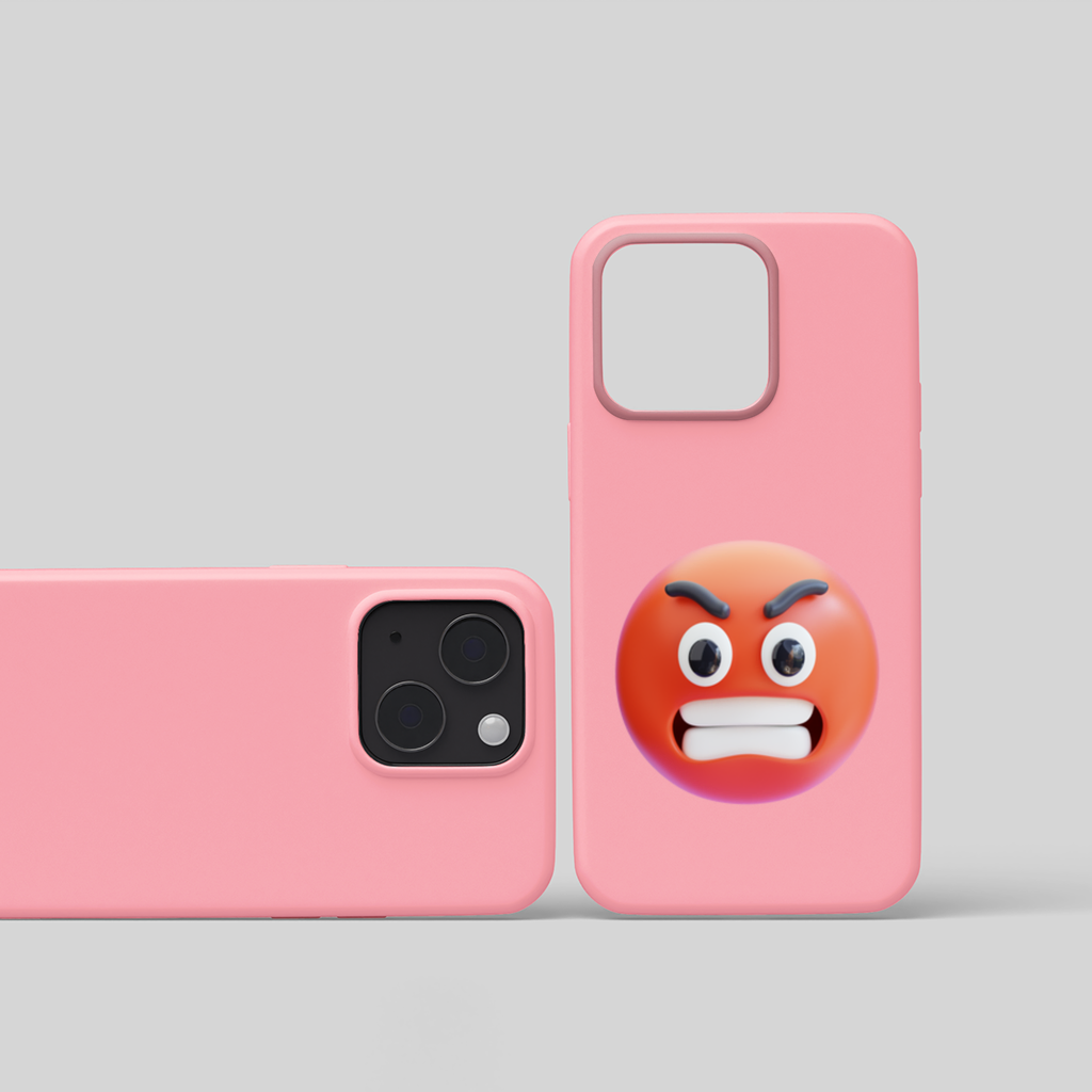 3D Angry Emoji iPhone 15 and Plus Case