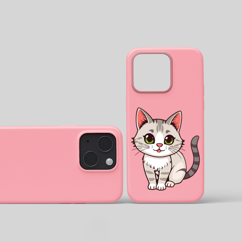 Green Eyed Grey Cat iPhone 15 and Plus Case