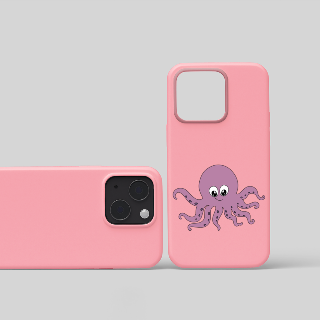 Cute Purple Octopus iPhone 15 and Plus Case