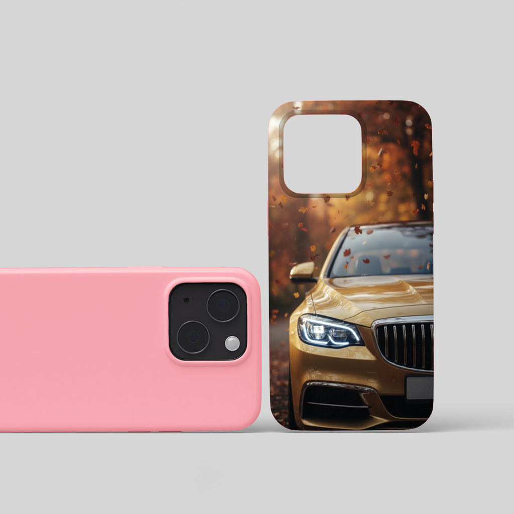 Gold Car and Autumn Leaves iPhone 15 and Plus Case