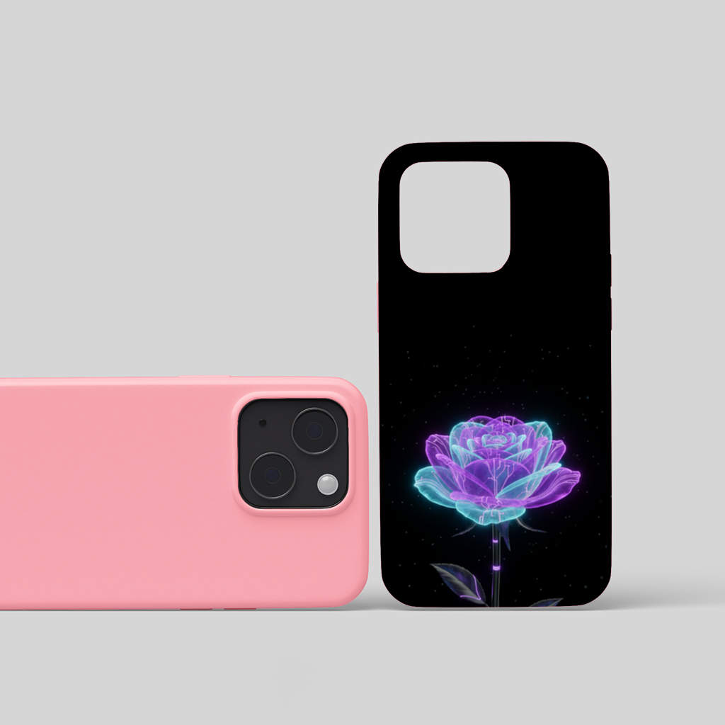 Bioluminescent Cyberpunk Rose iPhone 15 and Plus Case