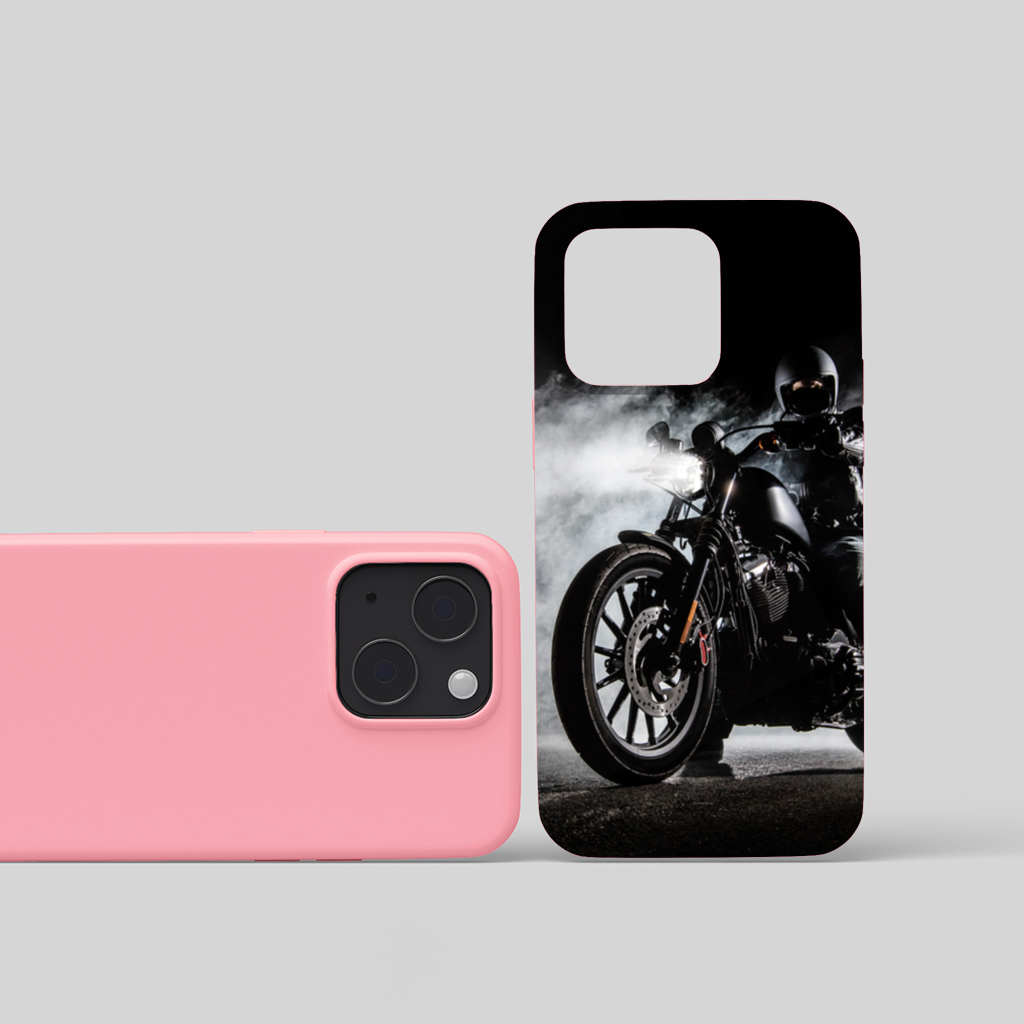 Dark Night Cruiser Motorcycle Rider iPhone 15 and Plus Case