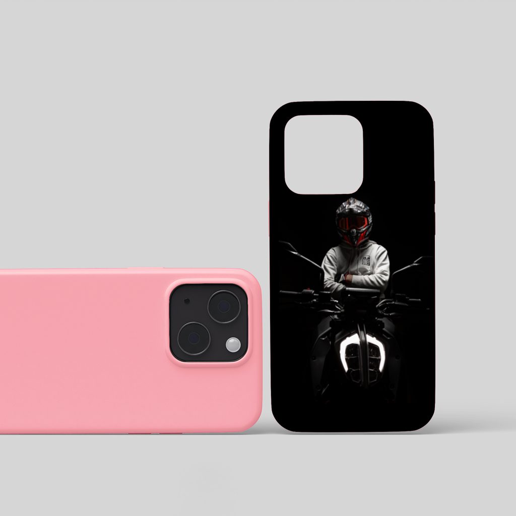 Dark Night Rider with Helmet iPhone 15 and Plus Case