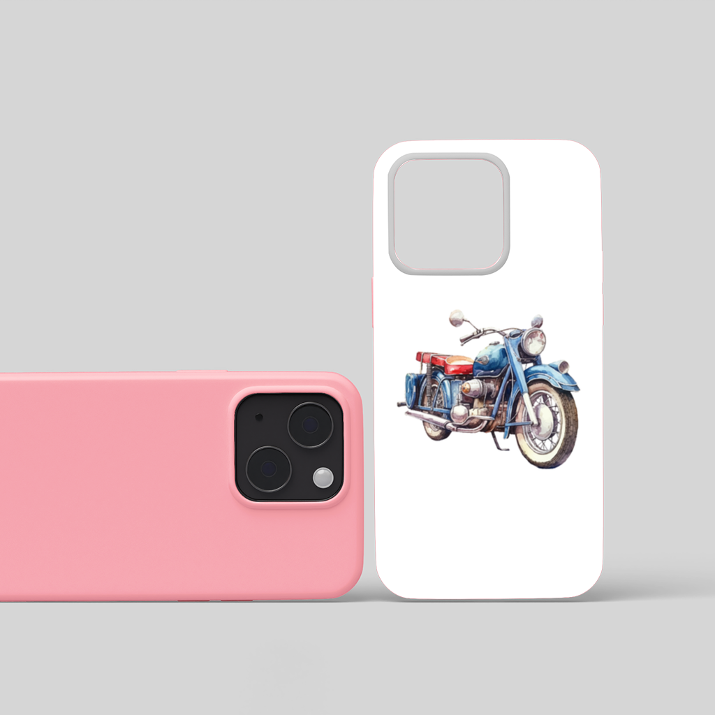 Vintage Blue Classic Motorcycle iPhone 15 and Plus Case