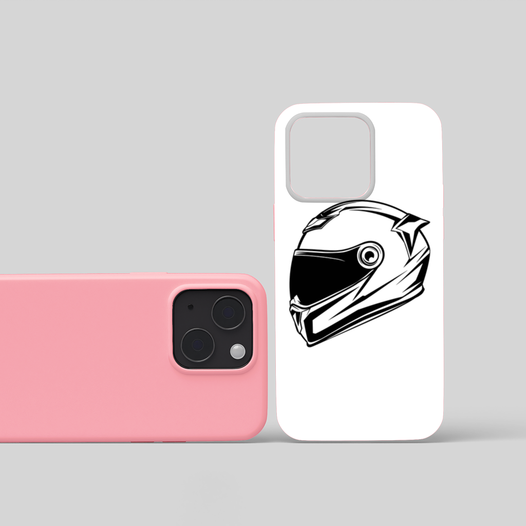 Monochrome Motorcycle Helmet iPhone 15 and Plus Case