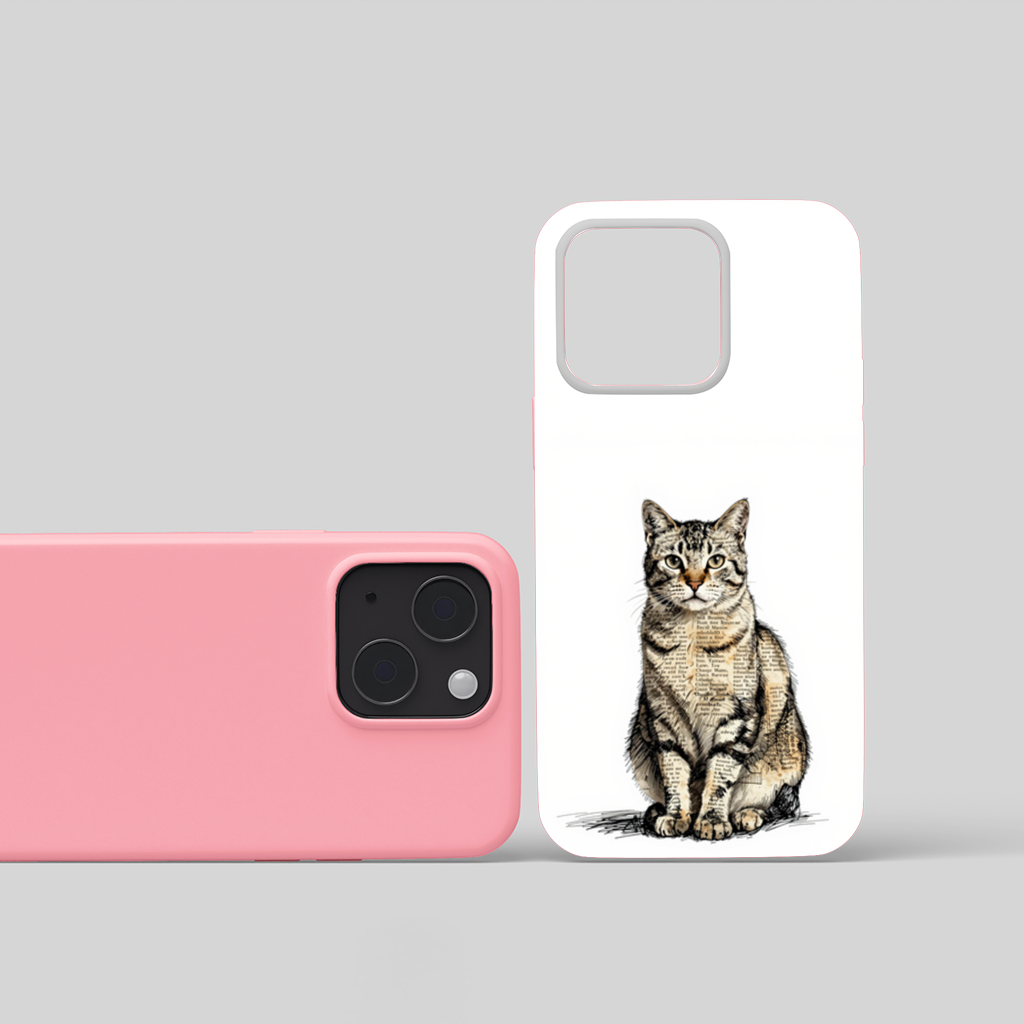 Vintage Newspaper Collage Tabby Cat iPhone 15 and Plus Case