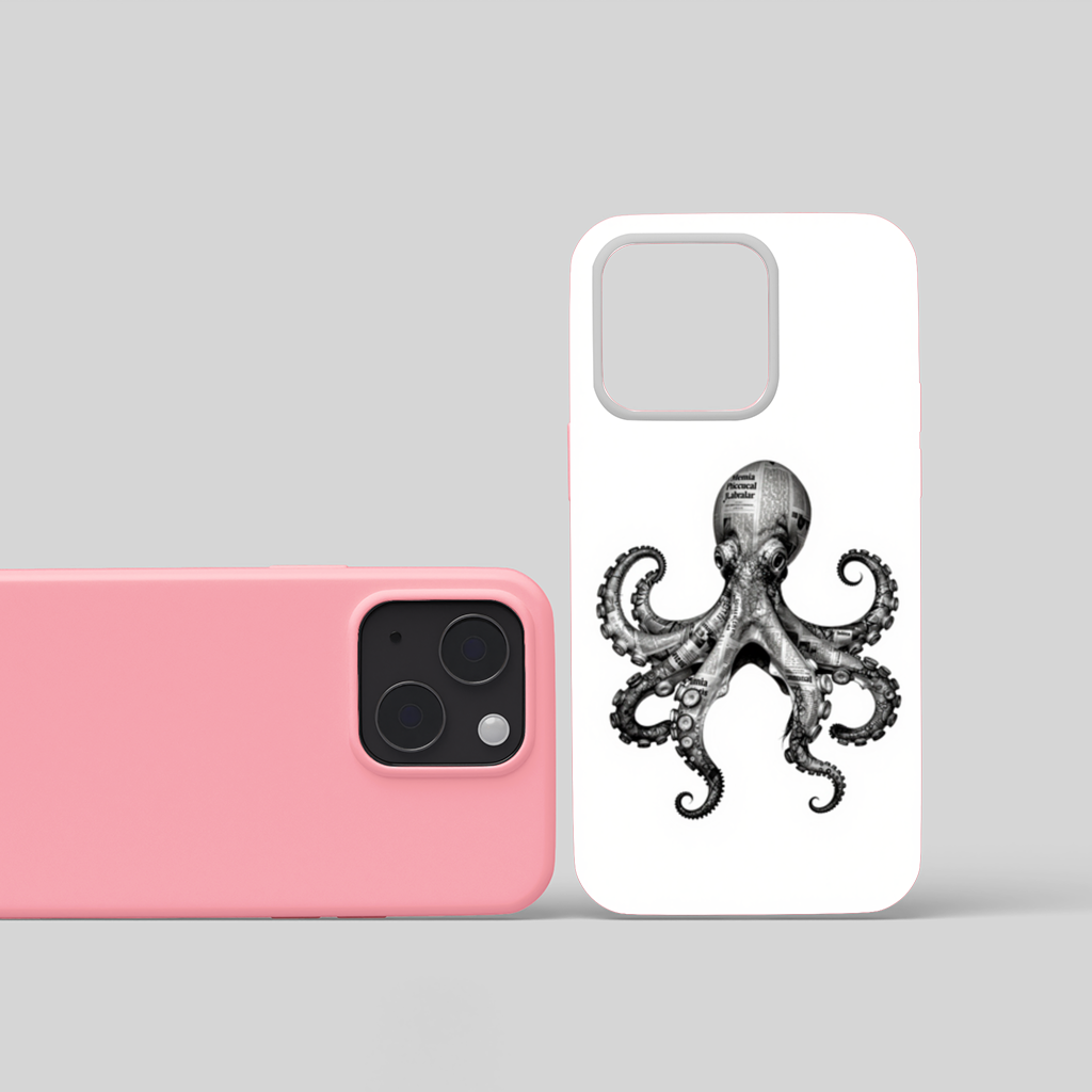 Vintage Newspaper Octopus Kraken iPhone 15 and Plus Case