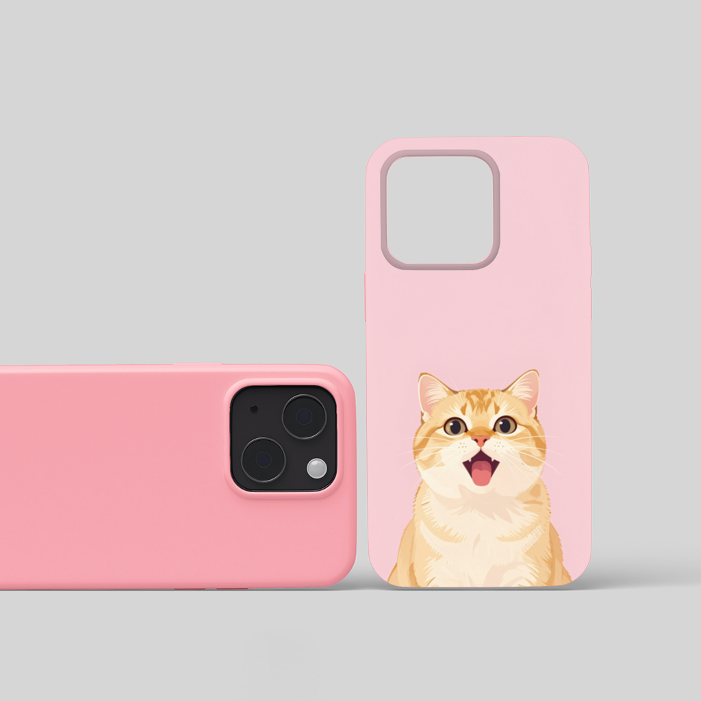 Kawaii Meowing Orange Cat iPhone 15 and Plus Case