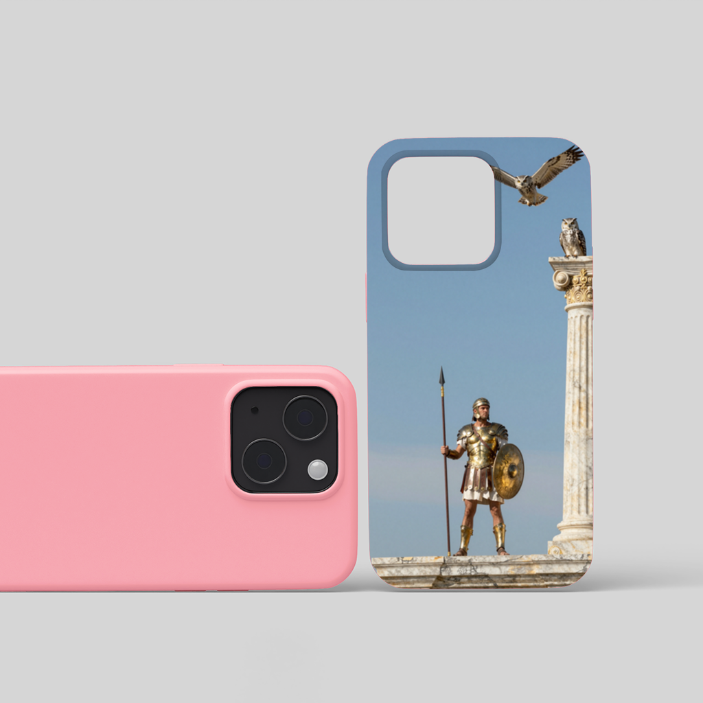 Ancient Greek Warrior with Athena Owls iPhone 15 and Plus Case