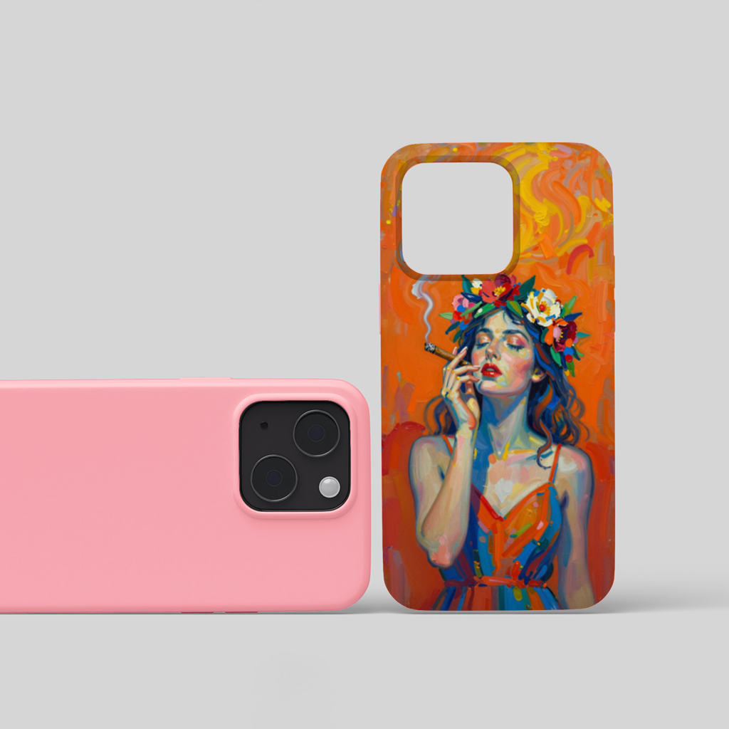 Bohemian Woman with Flower Crown iPhone 15 and Plus Case