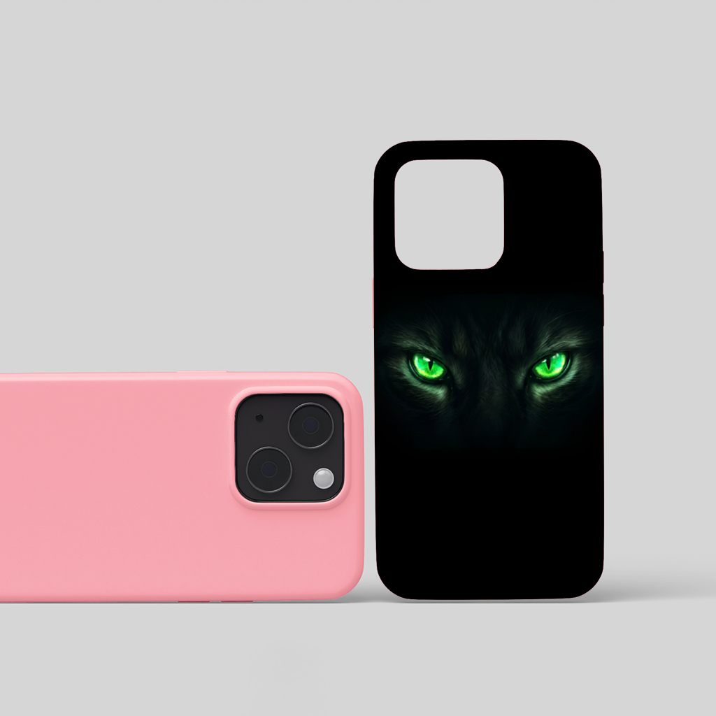Glowing Green Monster Eyes iPhone 15 and Plus Case