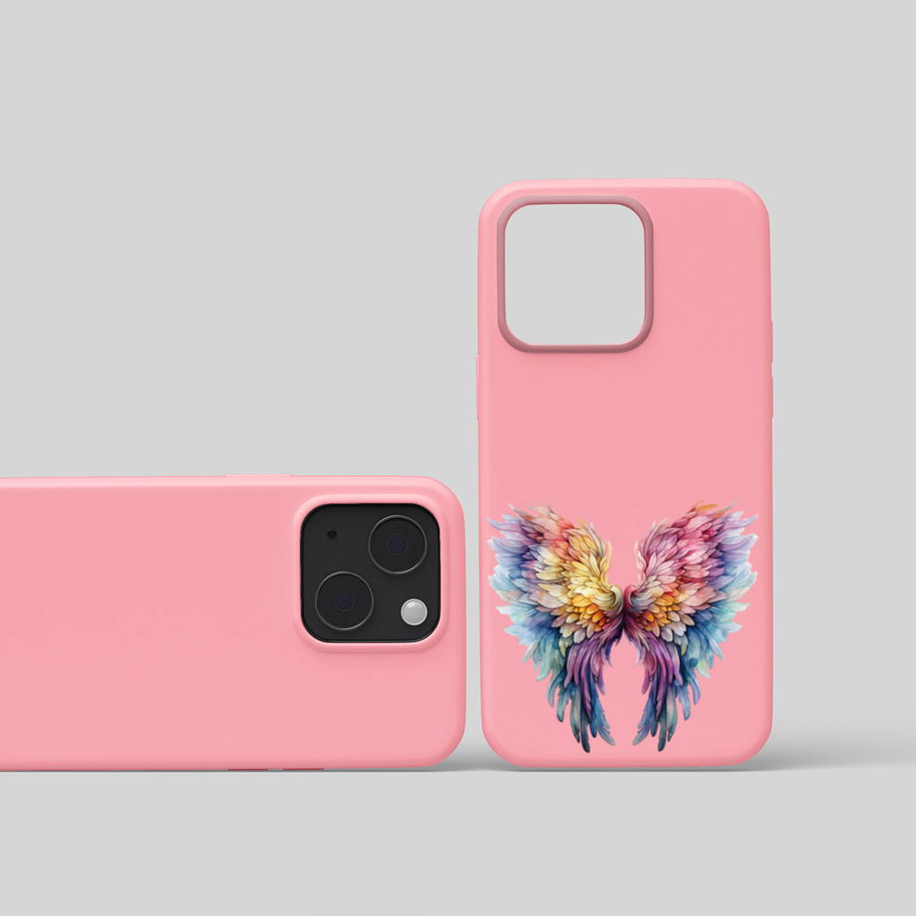 Pastel Rainbow Angel Wings iPhone 15 and Plus Case