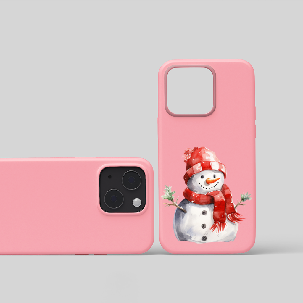 Cozy Red Scarf Snowman iPhone 15 and Plus Case
