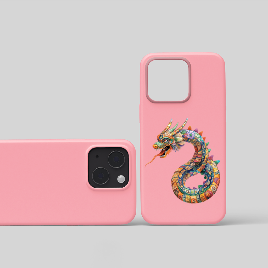 Colorful Mosaic Chinese Dragon iPhone 15 and Plus Case