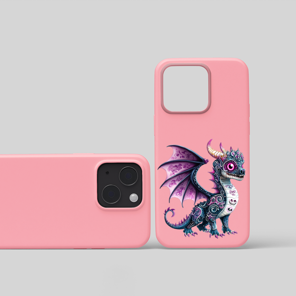 Purple Sugar Skull Dragon iPhone 15 and Plus Case