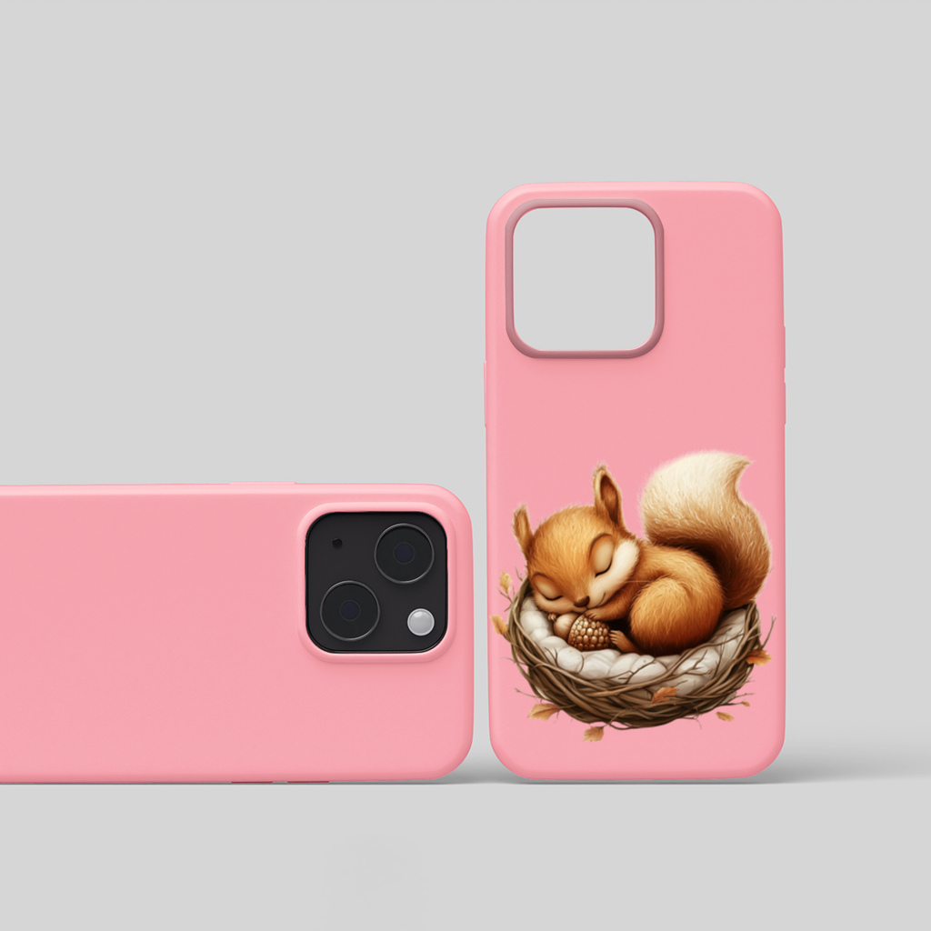 Sleeping Baby Squirrel in Nest iPhone 15 and Plus Case
