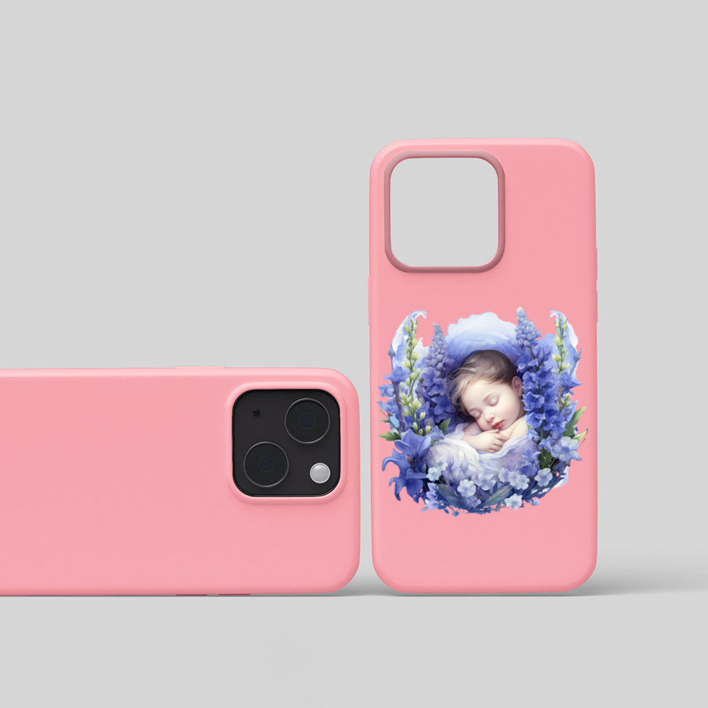 Sleeping Baby Blue Larkspur iPhone 15 and Plus Case