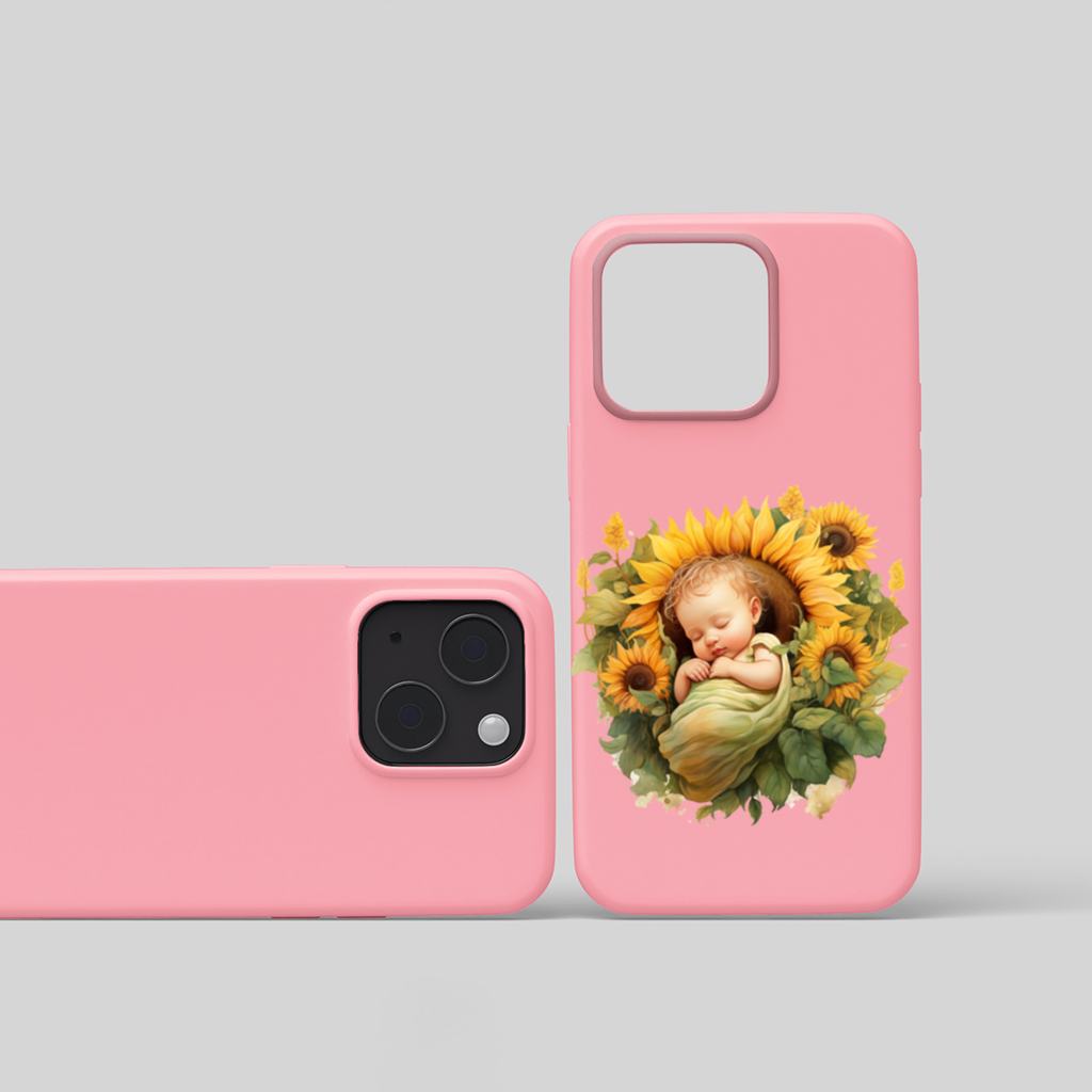 Sleeping Baby in Sunflower iPhone 15 and Plus Case