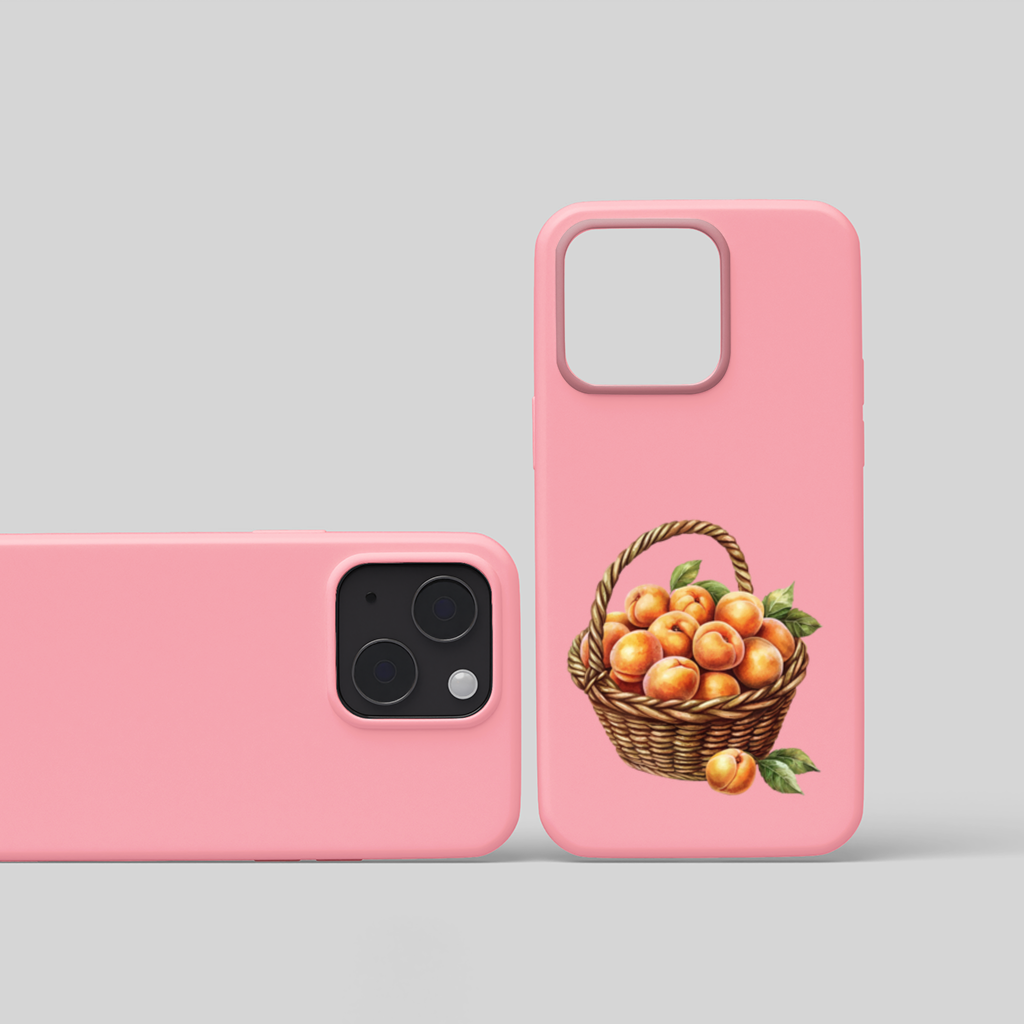 Fresh Peaches in Wicker Basket iPhone 15 and Plus Case