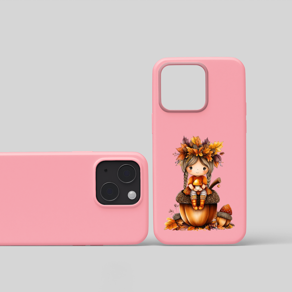 Autumn Acorn Mushroom Girl iPhone 15 and Plus Case