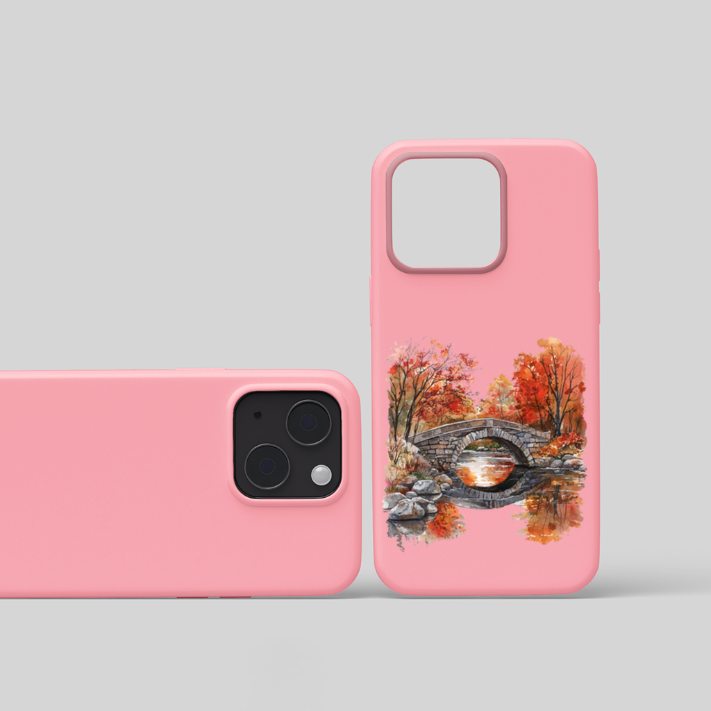 Sonbahar Taş Kemer Köprü ve Nehir iPhone 15 ve Plus Kılıfı