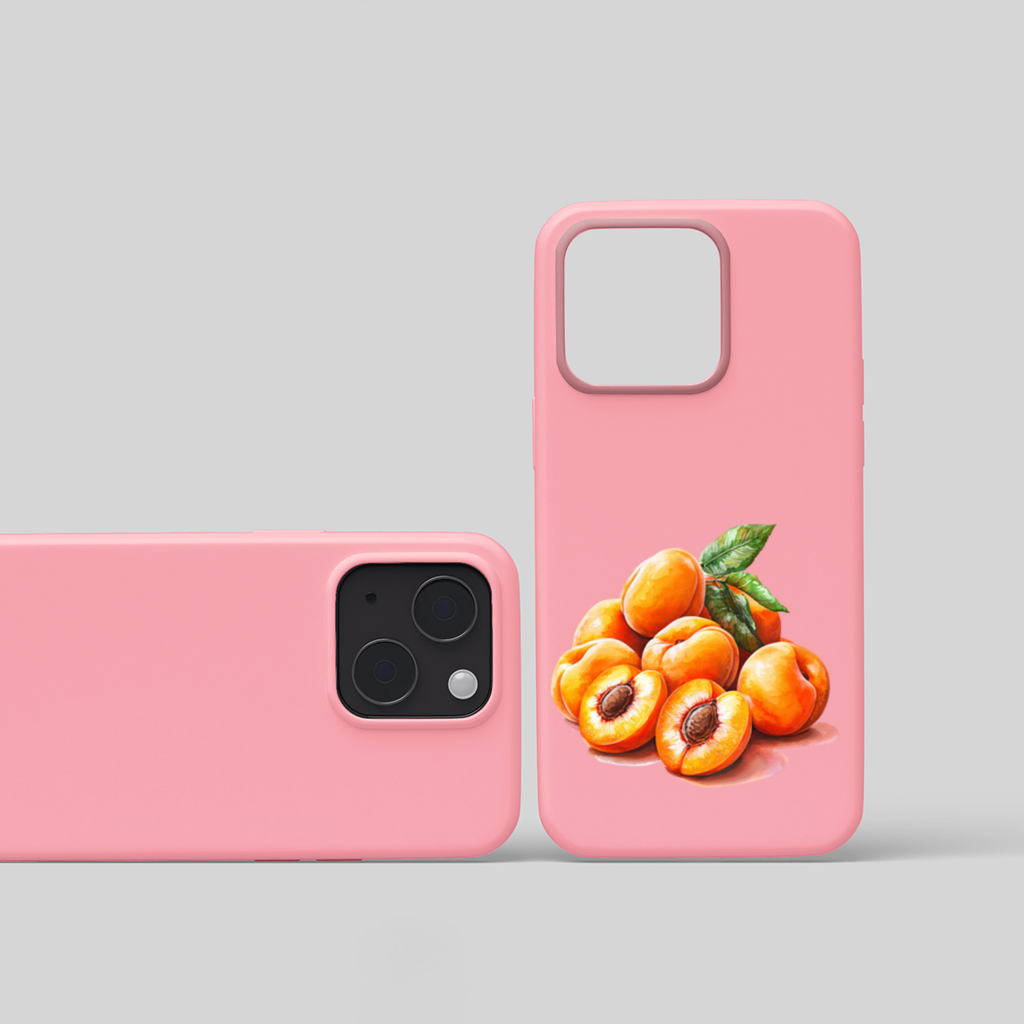 Watercolor Apricot and Leaves iPhone 15 and Plus Case
